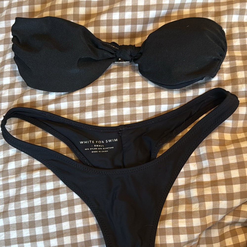 White Fox Boutique Black Strapless Bikini Set